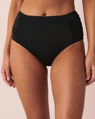 Bas de bikini taille haute côtés plissés SOLID