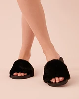 Plush Open Slide Slippers