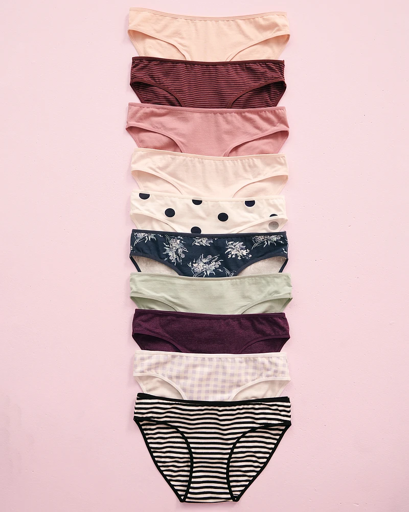 Lot de 10 culottes bikini en coton