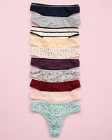 Lot de 10 culottes tanga en coton