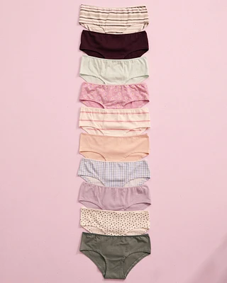 Lot de 10 culottes aux hanches en coton