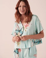 Satin Crop Button-down Shirt