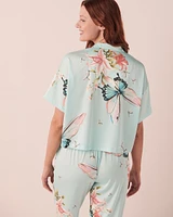 Satin Crop Button-down Shirt