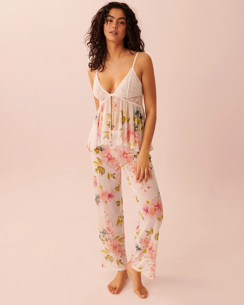Camisole en dentelle et résille