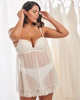 Babydoll push-up en dentelle et résille