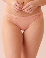Microfiber and Lace Thong Panty