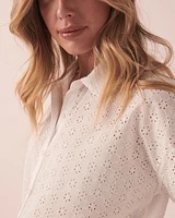 Eyelet Short Sleeve Button-down Shirt