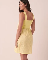 Eyelet and Ribbed Sleeveless Sleepshirt