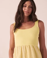 Eyelet and Ribbed Sleeveless Sleepshirt