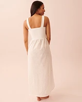 Maxi Length Eyelet and Ribbed Sleeveless Sleepshirt