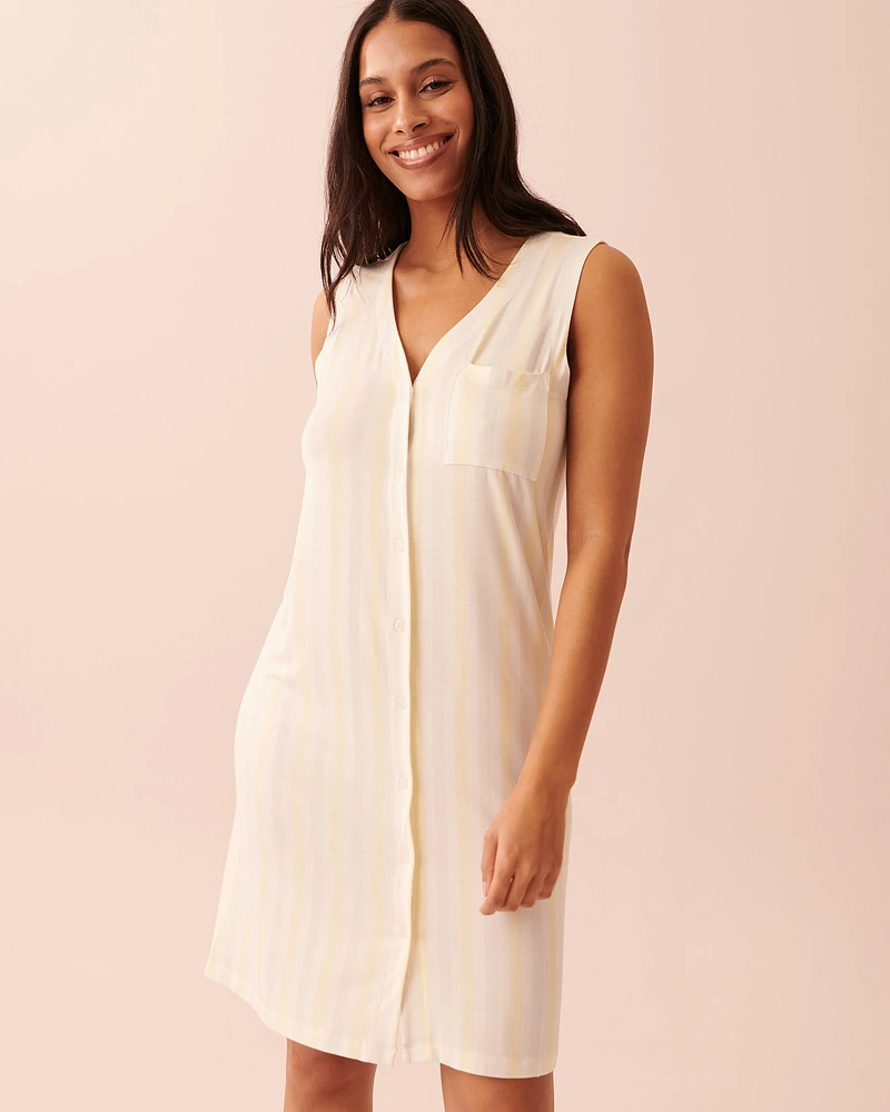 Bamboo Sleeveless Button-down Sleepshirt
