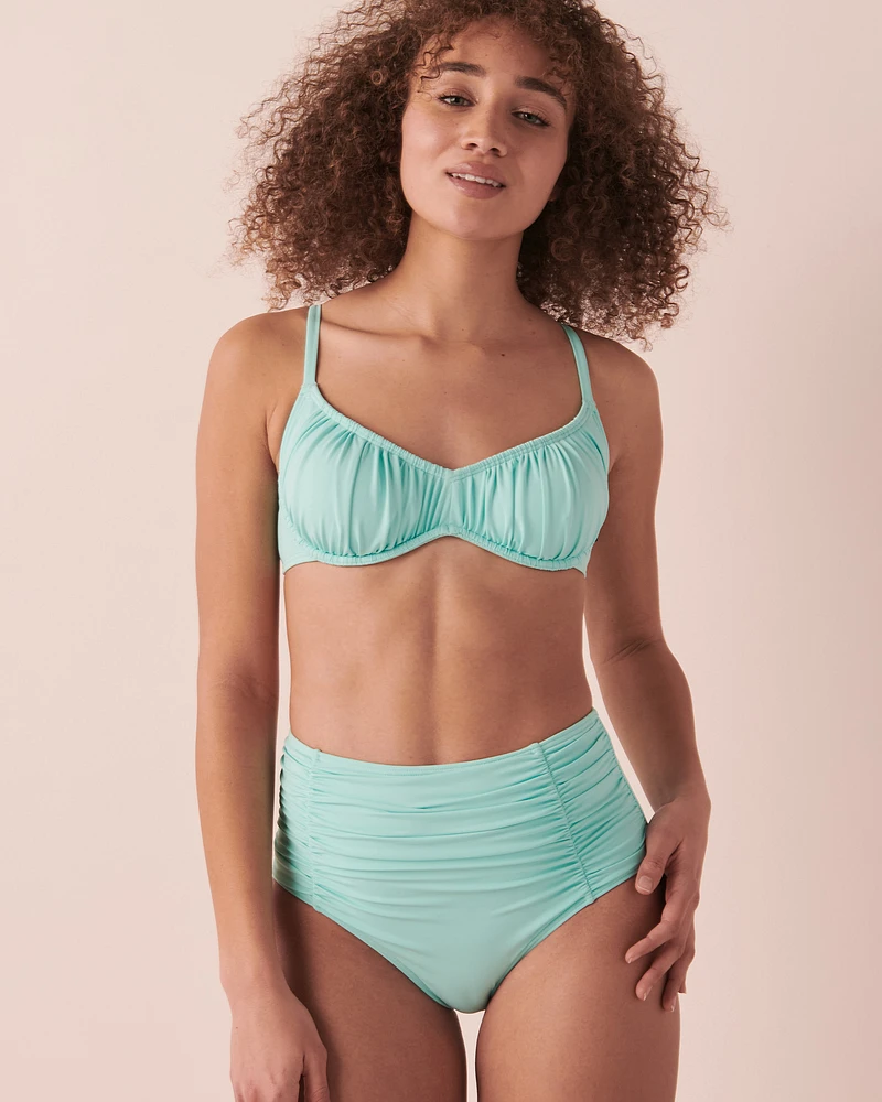 Bas de bikini taille haute TURQUOISE