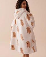 Dog Print Soft Plush Oversized Hoodie