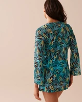 Rainforest Print Mesh Long Sleeve Tunic