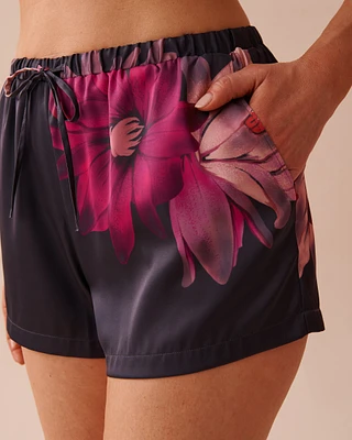 Floral Print Satin Shorts