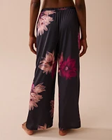 Pantalon en satin à imprimé floral
