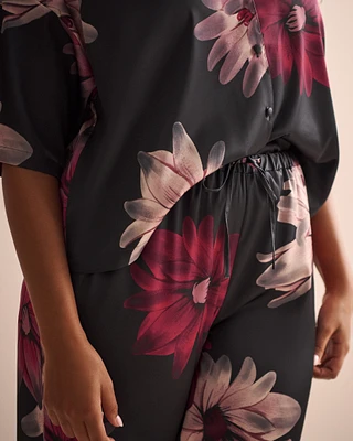 Pantalon en satin à imprimé floral