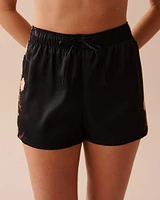 Black Bouquet Satin Shorts