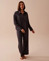 Ensemble pyjama en satin jacquard à rayures