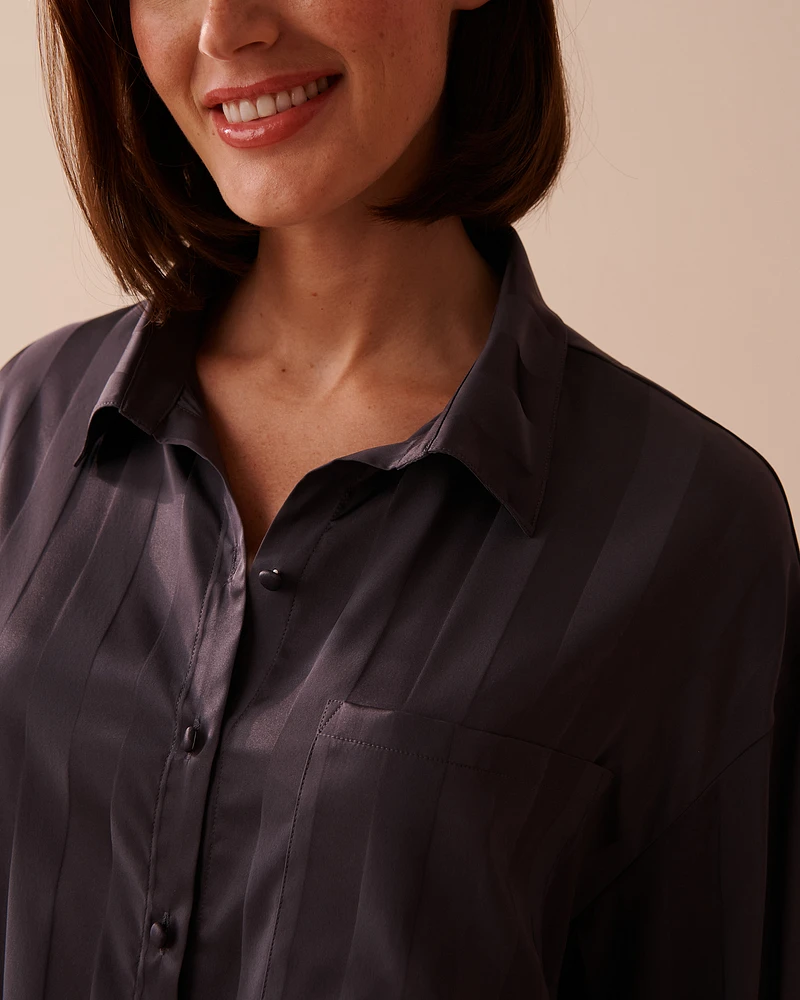 Ensemble pyjama en satin jacquard à rayures