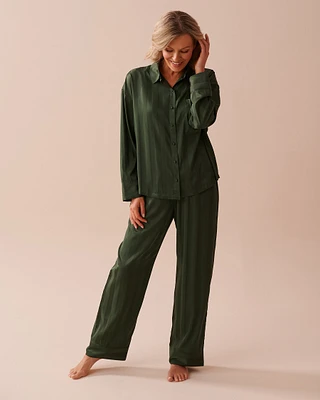 Jacquard Stripe Satin Pajama Set