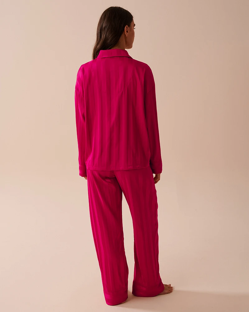 Jacquard Stripe Satin Pajama Set