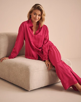 Jacquard Stripe Satin Pajama Set
