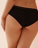 Culotte cheeky côtelée bordure de dentelle