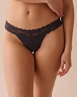 Culotte tanga coton et bande de dentelle