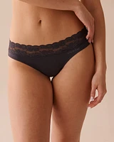Culotte bikini coton et bande de dentelle