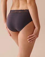 Culotte bikini coton et bande de dentelle