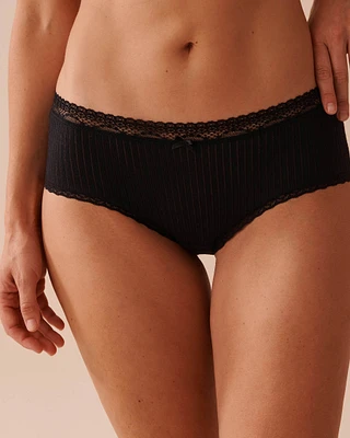 Lace Trim Ribbed Hiphugger Panty