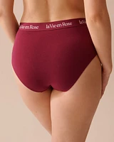 Culotte bikini taille haute coton et bande élastique logo
