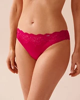 Microfiber and Lace Brazilian Panty