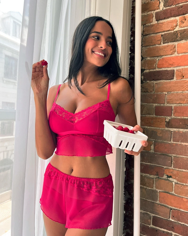 Scalloped Lace and Mesh 2-piece Set