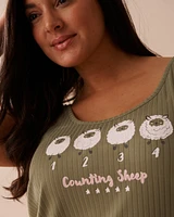 Sheep Print Ribbed Jersey Cami