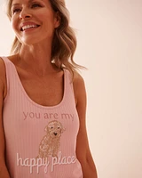 Camisole en jersey côtelé imprimé chien
