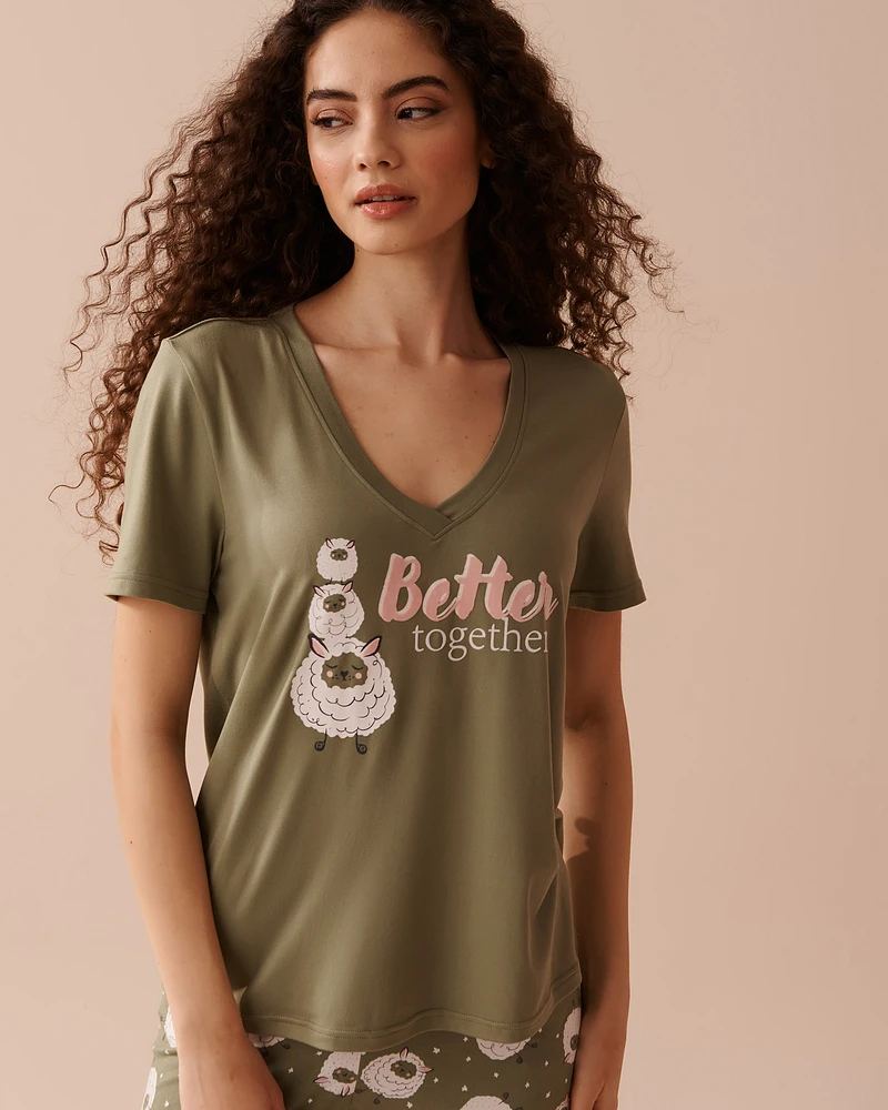 T-shirt ultra doux à imprimé mouton