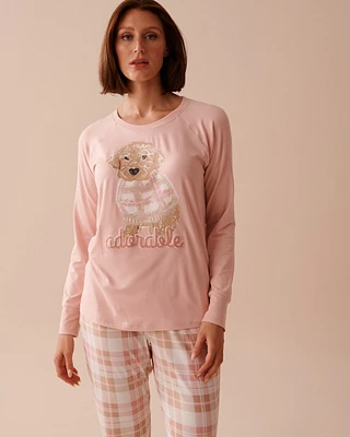 Chandail manches longues ultra doux à imprimé chien