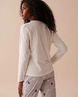 Chandail manches longues en coton à imprimé pomme