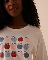 Chandail manches longues en coton à imprimé pomme
