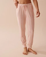 Pink Striped Ribbed Jersey Jogger Pajama Pants