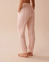 Pink Striped Ribbed Jersey Jogger Pajama Pants
