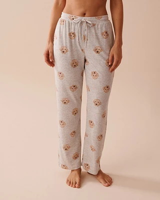 Dog Print Ribbed Jersey Pajama Pants