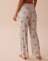 Dog Print Ribbed Jersey Pajama Pants