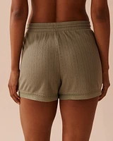 Lace Trim Pointelle Knit Shorts