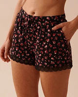 Short de pyjama ultra doux à roses