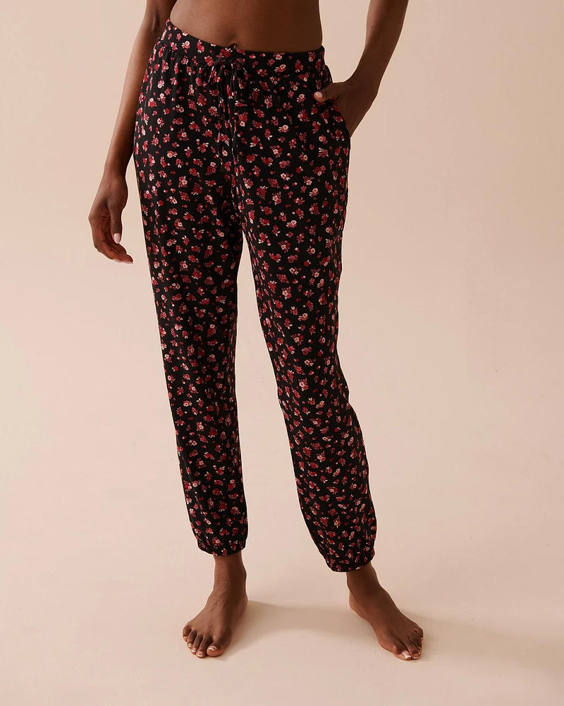 Pantalon de pyjama jogger ultra doux à roses