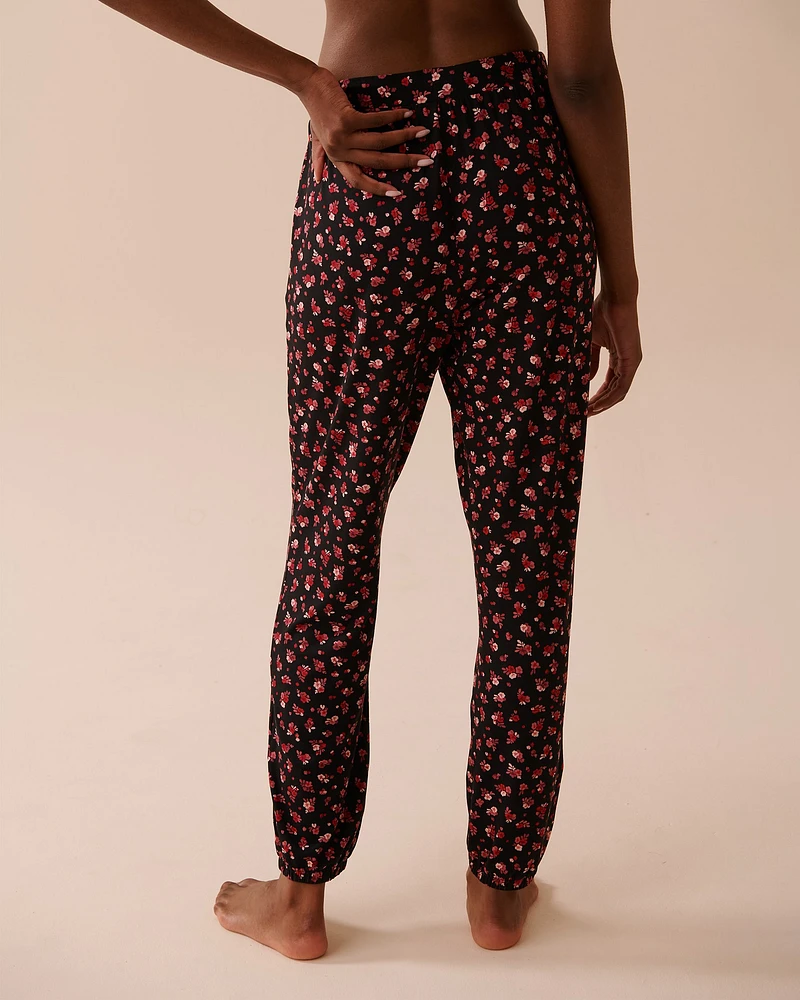 Pantalon de pyjama jogger ultra doux à roses