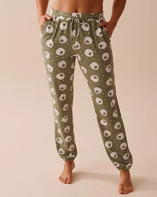 Pantalon de pyjama jogger ultra doux à imprimé mouton